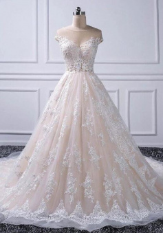 Princess Mermaid Scoop Lace Wedding Dresses