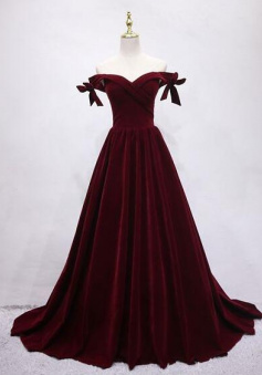 Elegant Mermaid Burgundy Velvet Long Evening Dress - Wisebridal.com