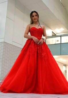 Mermiad Sweetheart Tulle Prom Dresses With Lace