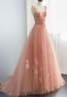 Mermaid Pink Sweetheart Tulle long Evening Dress