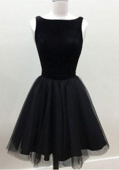 Cute Short Black Tulle Homecoming Dress Graduation Dress