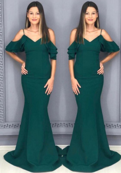 Mermaid Emerald green ruffles bridesmaid dresses