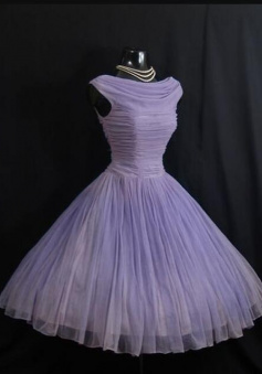 A-Line Chiffon Purple Short Prom Dress