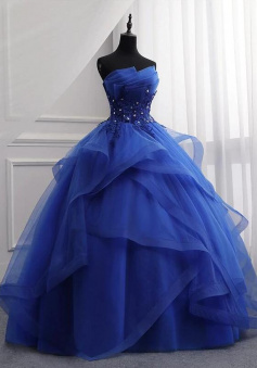 Ball Gown Lace Beaded Long Quinceanera Dresses