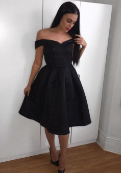 Off The Shoulder Knee-Length Stain Prom Dresses