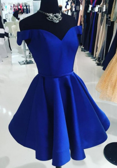 Off the Shoulder Royal Blue Short Homecoming Dress