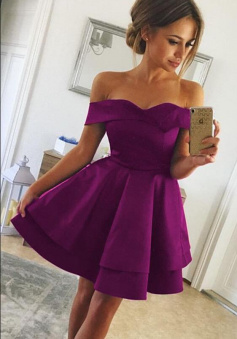 Off-The-Shoulder Short V Neck Homecoming Dresses