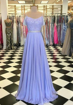 Popular Off Shoulder Lilac Chiffon Prom Dresses with Lace
