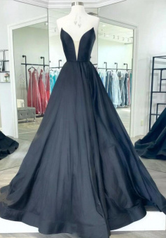 Vintage Balck Mermaid Stain Prom Dress