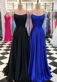 Simple Backless Mermaid Long Prom Dresses