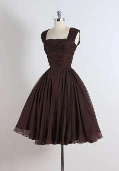 A Line Chiffon Brown Short Prom Dresses