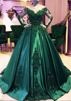 Mermaid Emerald Green Long Sleeve Plus Size Quinceanera Dresses Prom Dress