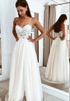 Fashion A-line Beach Wedding Dress Bridal Dress with Lace