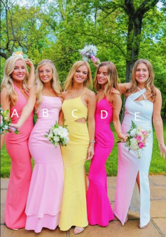 Simple A Line Pink Pretty Bridesmaid Dresses