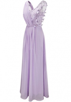 Special Scoop Sleeveless Floor-Length Lavender Bridesmaid Dress with Patchwork