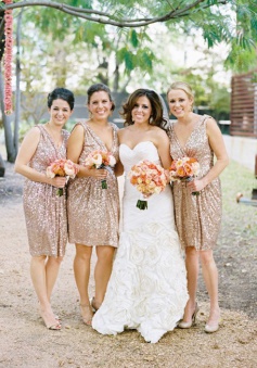 Hot Selling Sexy V-neck Knee-Length Sequin Champagne Bridesmaid Dress