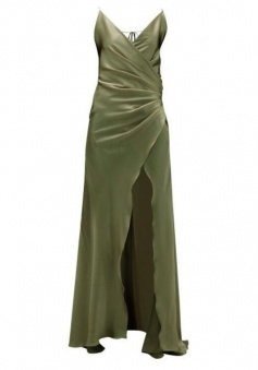 Spaghetti Straps Mermaid Olive Green Prom Dresses With Split