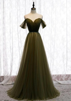 Floor Length Off Shoulder Tulle Sweetheart Long Prom Dresses