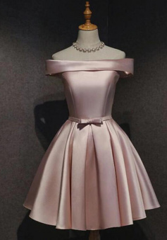 Off Shoulder Pink Short Homecoming Dress