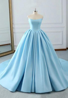 Strapless Pleats long prom evening dress