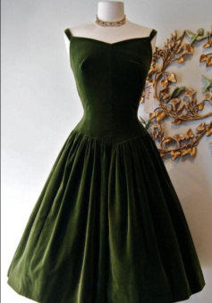 Vintage Dark Green Velvet Short Prom Dress