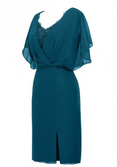 CharmingTeal  Beading Mother of the Bride Dress with Slit