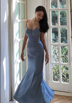 Newest Spaghetti Long Backless Prom Dresses