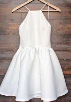 Cute Backless White Short Homecoming Dresses