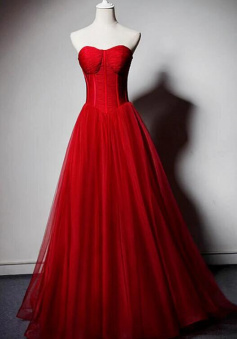 Gorgeous Sweetheart Red Tulle Formal Dress