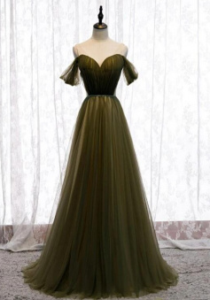 Floor Length Off Shoulder Tulle Sweetheart Long Party Dress