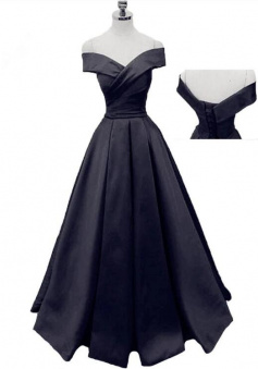 A Line Black Sweetheart Ball Gown Prom Dress