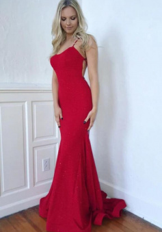 Gorgeous Spaghetti Straps Mermaid Red Prom Dresses