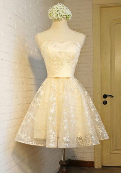 Cute Round Champagne Formal Dresses