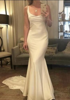 Simple Mermaid Long Stain Wedding Dress