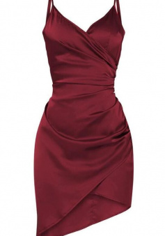 Sexy Burgundy Satin Short Homecoming Dress