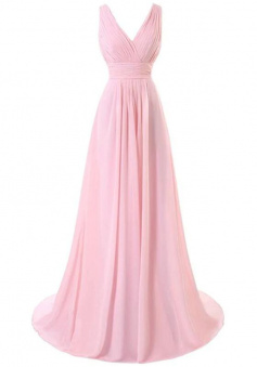 Simple Pink Chiffon Bridesmaid Dresses