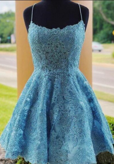 A-Line Lace Cute Short Prom Dress