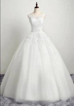 A line ball gown lace wedding dress