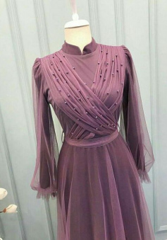 Glamorous Long Sleeve A line Tulle Prom Dress