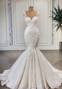 Vintage Long Formal Lace Wedding Dresses