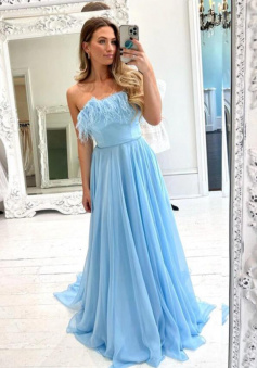 Mermaid strapless Blue Long Formal Graduation Dresses