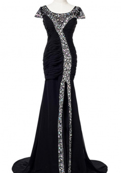 Mermaid Black Formal Beading Evening Dress