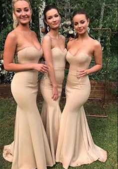 Simple Mermaid Sweetheart Stain Bridesmaid Dresses