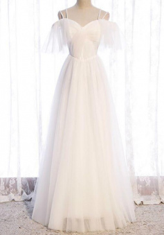 Tulle Double Straps Off Shoulder Prom Dress