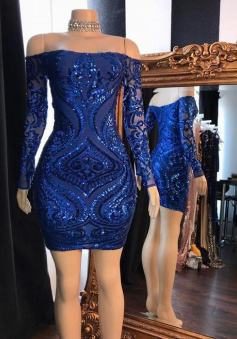 Sexy Royal Blue Off Shoulder Homecoming Dress