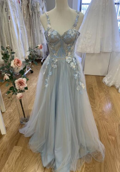Vintage A Line Tulle Prom Dress With Lace