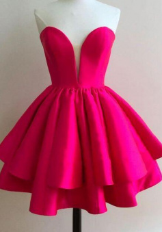 Hot Pink Short Homecoming Dress