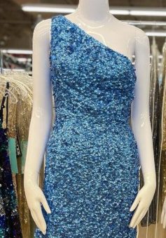 Cute Blue Sequins Short Homecoming Dress