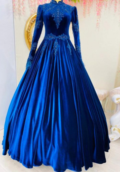 A Line Saudi Arabic Moroccan Caftan Velvet  Evening Formal Dresses