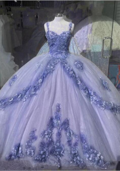 Ball Gown Lavender Sweet Long Evening Dresses With Lace